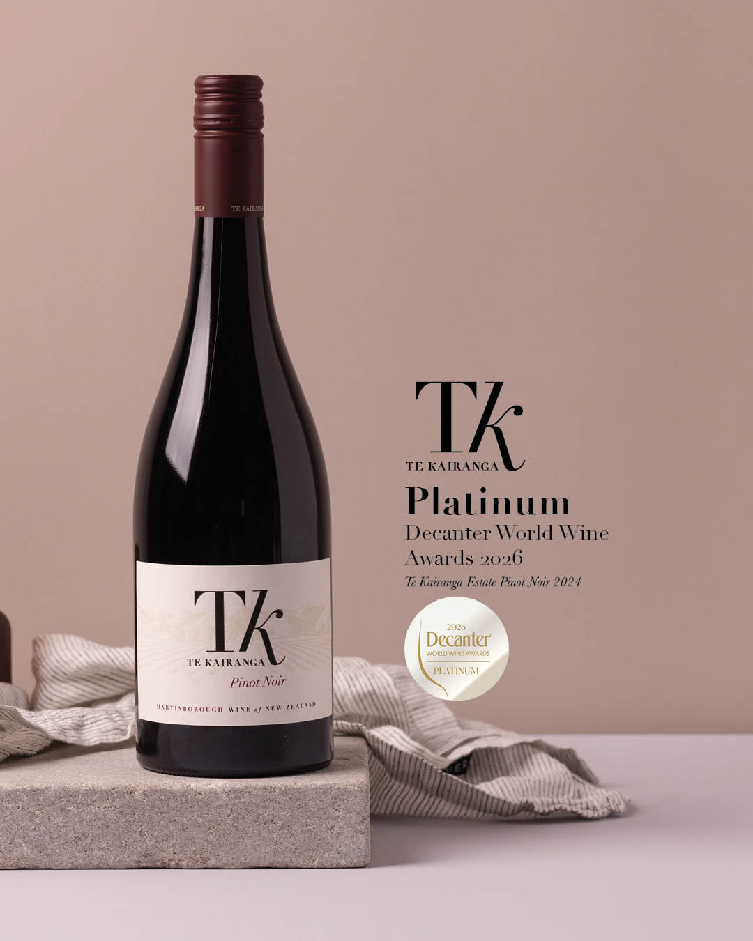 Te Kairanga Celebrates Global Success with Decanter Platinum for Estate Pinot Noir 2024