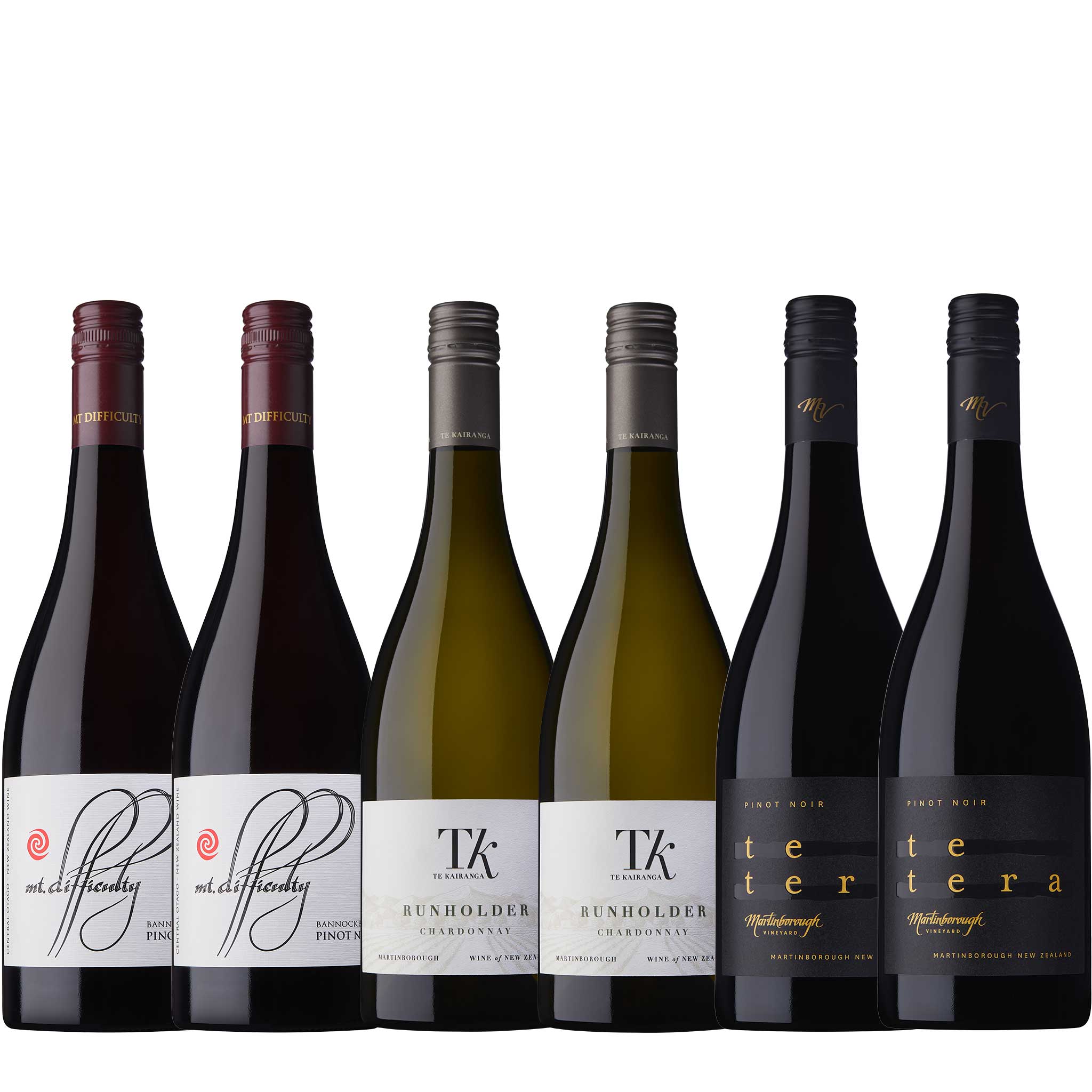 Foley Cellars Winter Wines Mixed Case Mt Difficulty Bannockburn Pinot Noir, Te Kairanga Runholder Chardonnay, Martinborough Vineyard Te Tera Pinot Noir